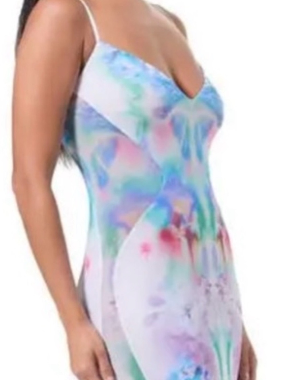 AFRM Alyson Pastel abstract blur watercolor print mesh maxi Dress - Picture 8 of 8